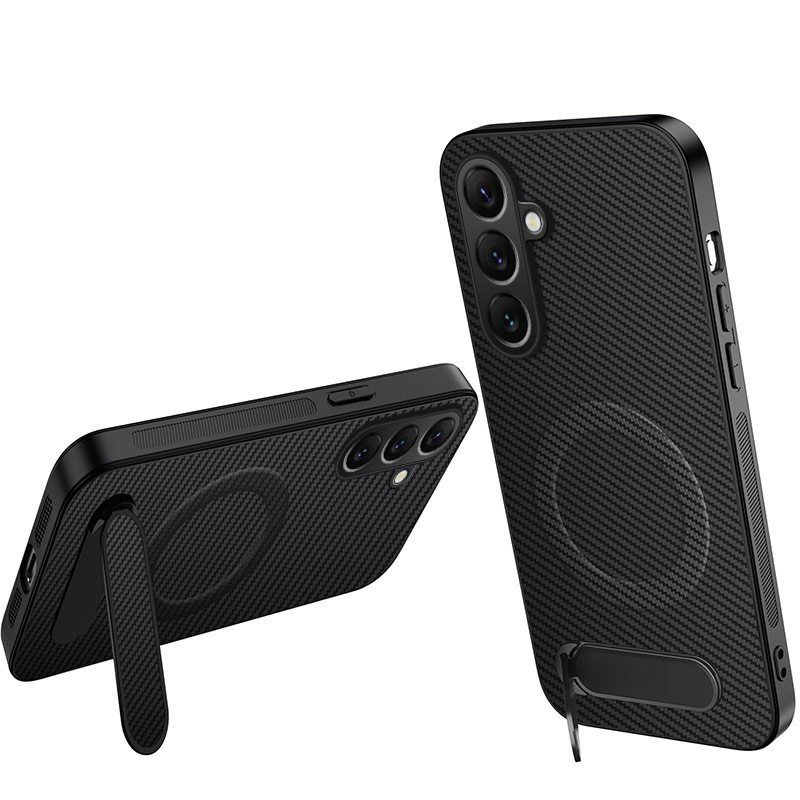 Coque Samsung Galaxy A17 4G / 5G / A26 5G Fibre Carbone avec Support