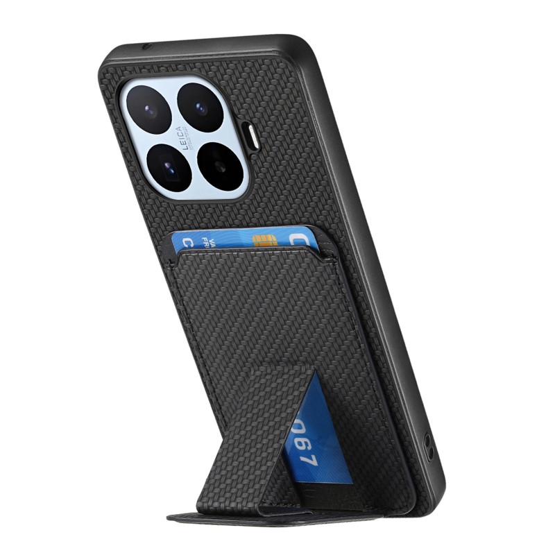 Coque Xiaomi 17T Pro Fibre Carbone Porte-Cartes et Support