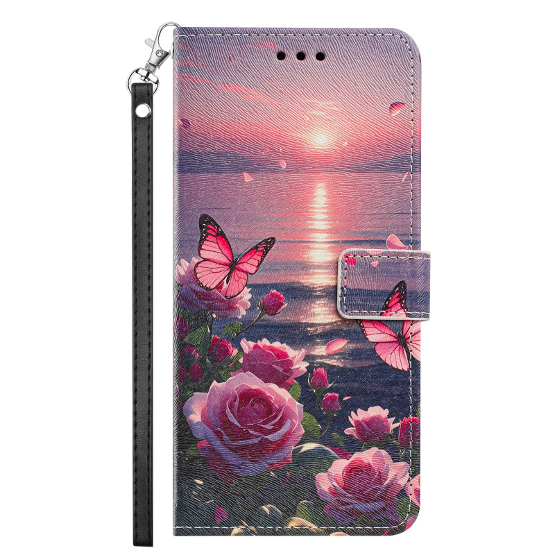 Housse Honor 600 Smart Papillons Roses à Lanière