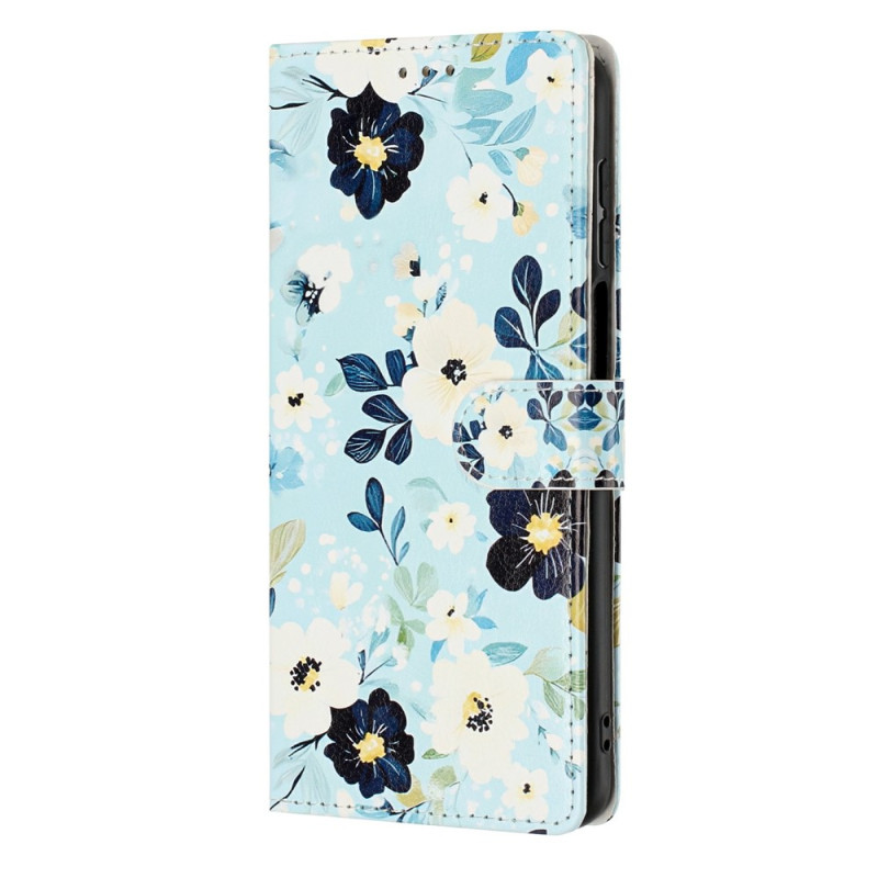 Housse Xiaomi 17T Motif Fleurs sur Fond Bleu