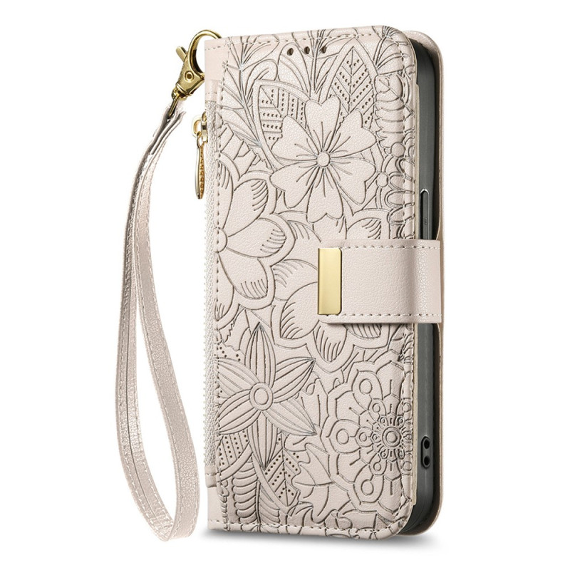 Housse Oppo Find X9 Ultra 5G Motif Floral et Poche Zippée