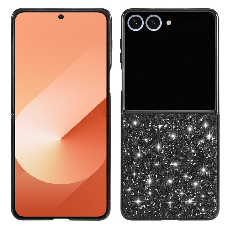 Coque Samsung Galaxy Z Flip 8 Pailletée avec Cadre Électroplaqué