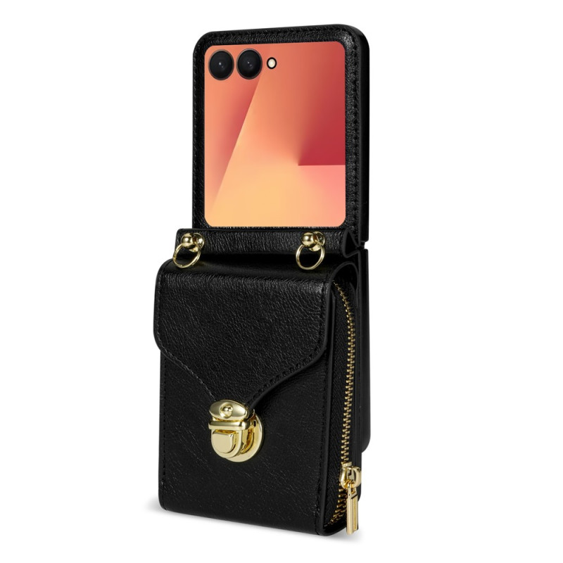 Coque Samsung Galaxy Z Flip 8 Portefeuille Poche Zippée et Bandoulière