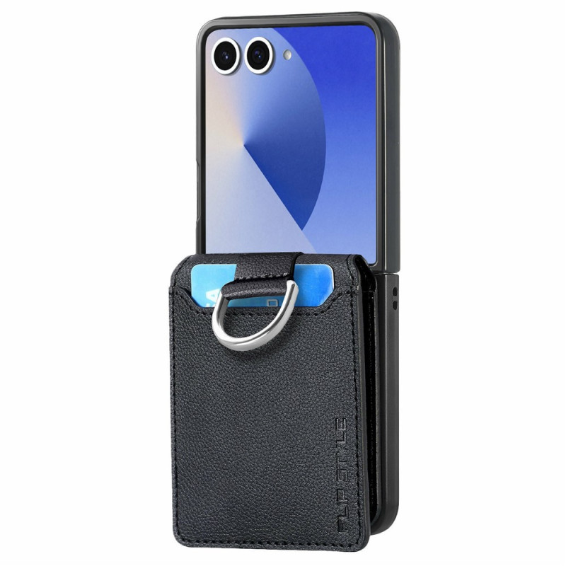Coque Samsung Galaxy Z Flip 8 Porte-Cartes avec Support et Anneau de Maintien