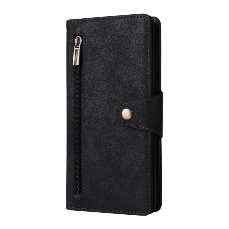 Housse Samsung Galaxy A27 5G Portefeuille avec Poche Zippée et Décoration Cloutée