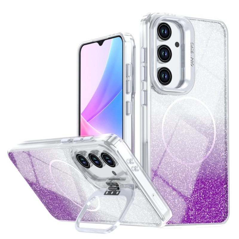 Coque magnétique Samsung Galaxy A27 5G avec effet dégradé pailleté et support intégré
