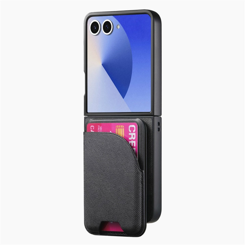 Coque Samsung Galaxy Z Flip 8 Magnétique Porte-Cartes Amovible Effet Denim
