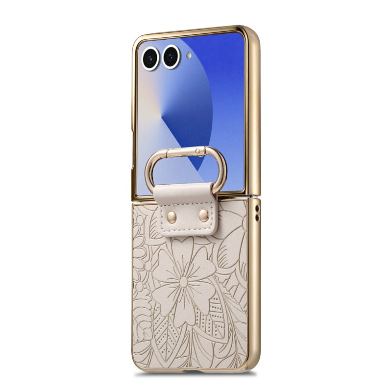 Coque Samsung Galaxy Z Flip 8 Anneau-Support Motif Floral