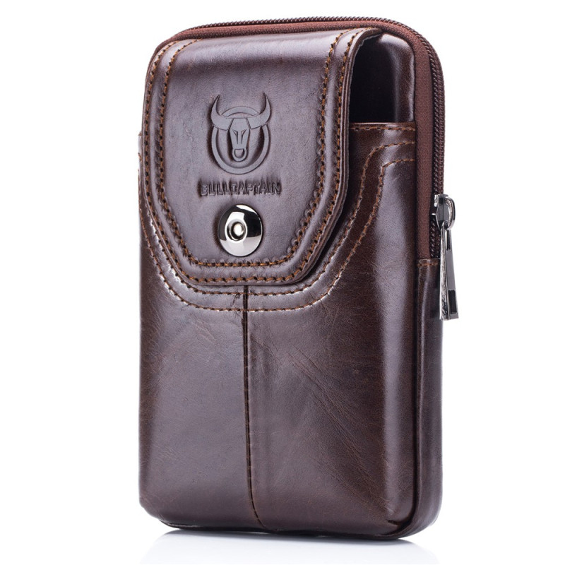 Sacoche Verticale en Cuir Véritable 16 × 11 × 3,8 cm BULLCAPTAIN