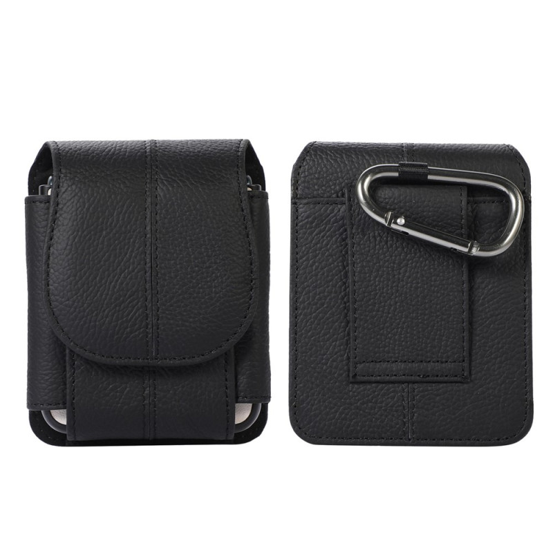 Étui Ceinture en Cuir de Vache Véritable avec Crochet pour Samsung Galaxy Z Flip