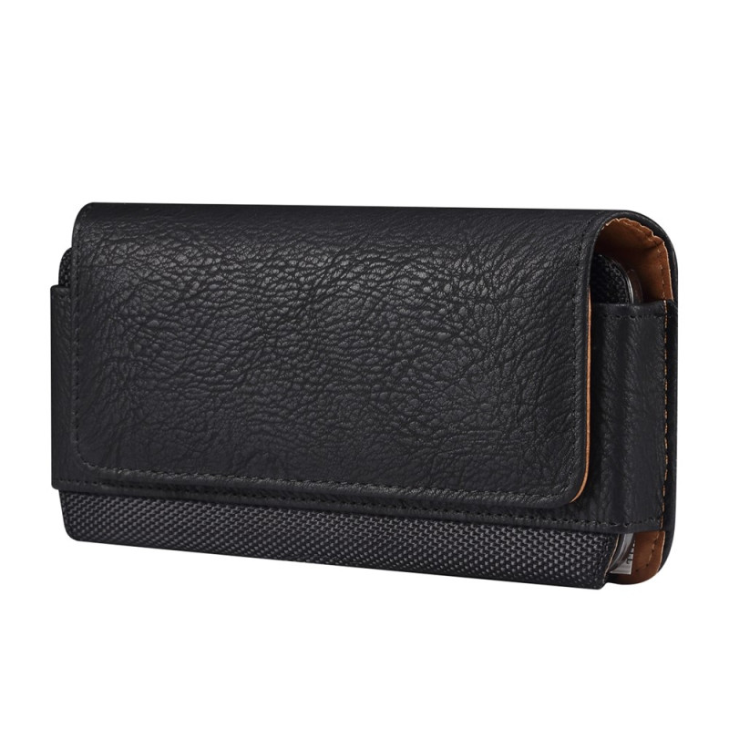 Étui Ceinture Horizontal en Cuir PU Texture Cuir et Nylon pour Smartphone 6,1 pouces