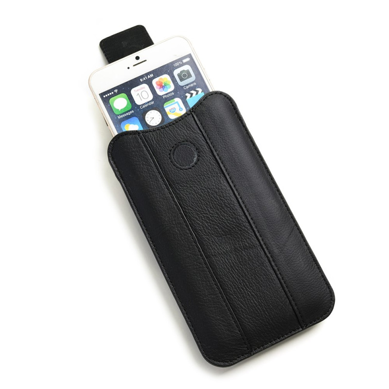 Étui Ceinture Vertical en Cuir Pleine Fleur pour Smartphone 5,8 à 6,7 pouces