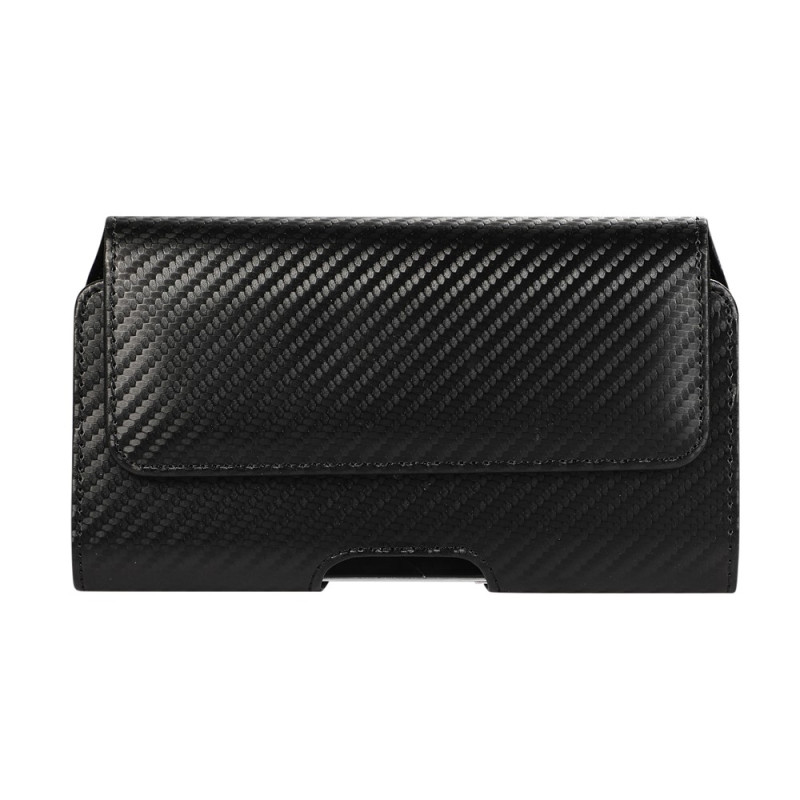 Étui Ceinture Horizontal en Cuir PU Aspect Fibre de Carbone pour Smartphone 6,1 pouces