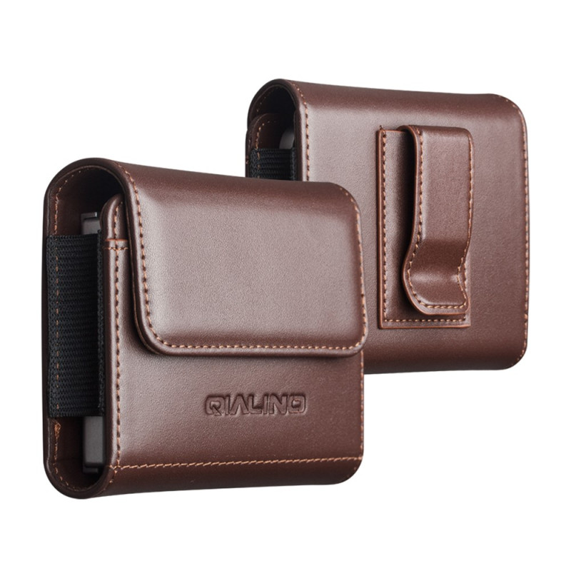 Étui Ceinture Multifonction Universel pour Téléphone Pliable en Cuir Véritable QIALINO