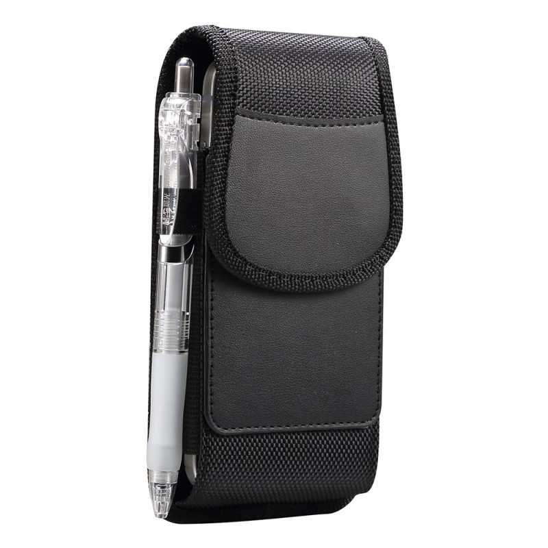 Étui Ceinture Universel en Nylon Oxford et Cuir pour Smartphone 6,1 pouces avec Porte-Carte