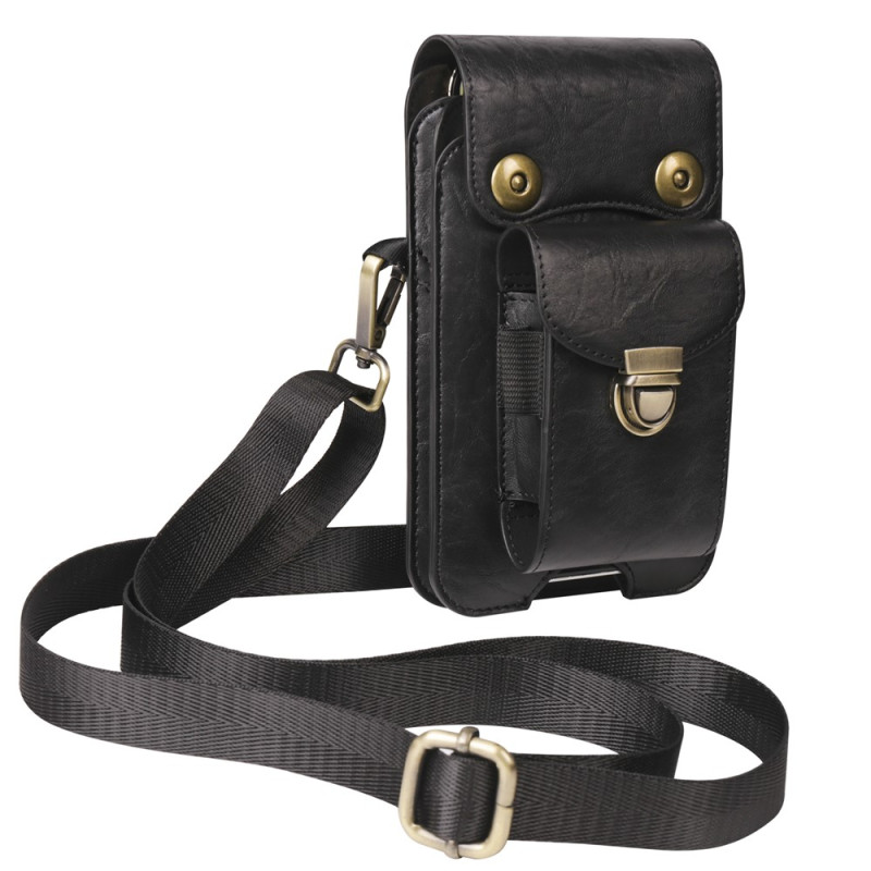 Sac Bandoulière et Sac Ceinture Vertical en Cuir PU pour Smartphone jusqu'à 6,7 pouces