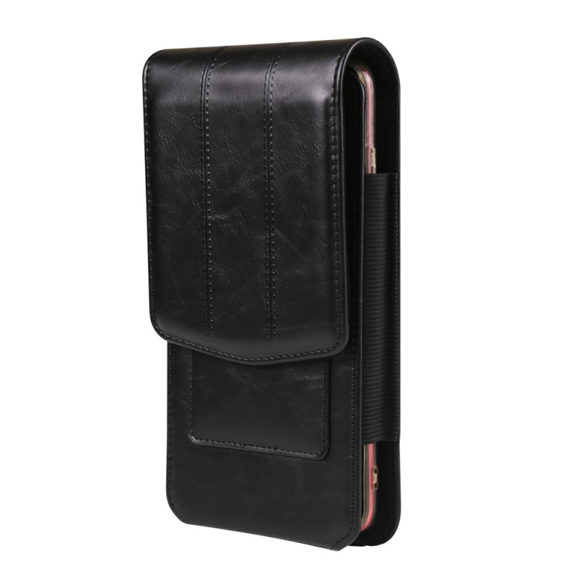Étui Ceinture Vertical Universel en Cuir PU pour Smartphone 6,1 à 6,3 pouces avec Double Porte-Carte