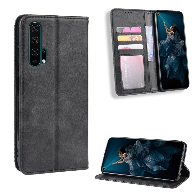 Flip Cover Honor 20 Pro Effet Cuir Vintage Stylisé Flip Cover Honor 20 Pro Effet Cuir Vintage Stylisé