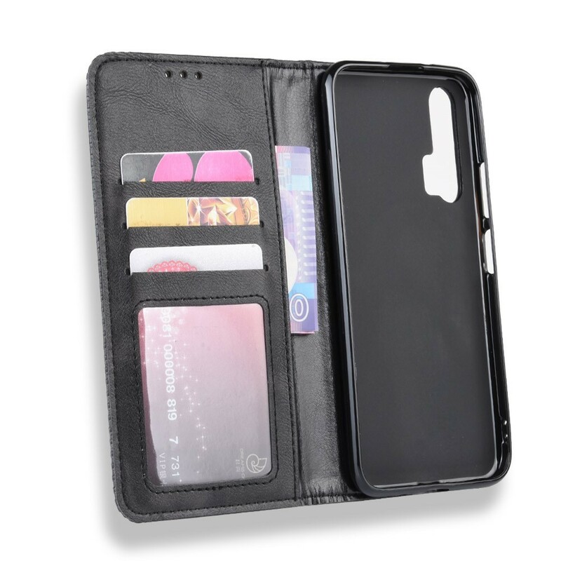 Flip Cover Honor 20 Pro Effet Cuir Vintage Stylisé Flip Cover Honor 20 Pro Effet Cuir Vintage Stylisé
