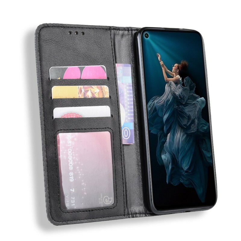 Flip Cover Honor 20 Pro Effet Cuir Vintage Stylisé Flip Cover Honor 20 Pro Effet Cuir Vintage Stylisé