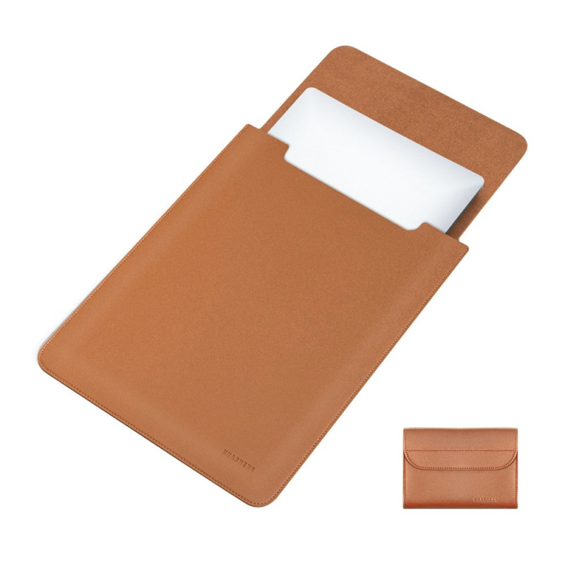 Pochette Laptop 13-14 pouces Verticale avec Pochette en Cuir PU HUASHENG