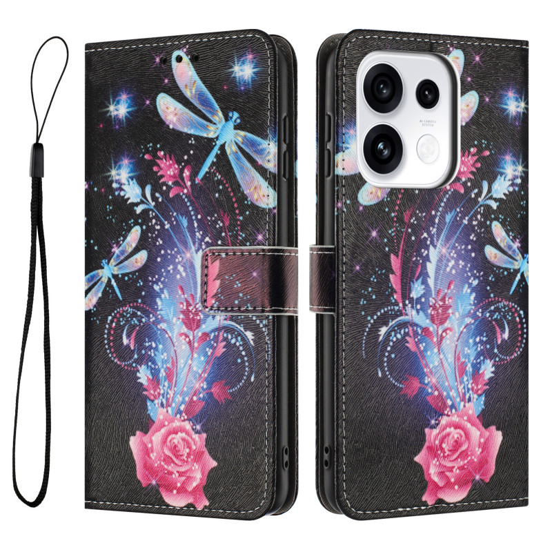 Housse Oppo Reno 16 / 16 Pro Libellules et Rose