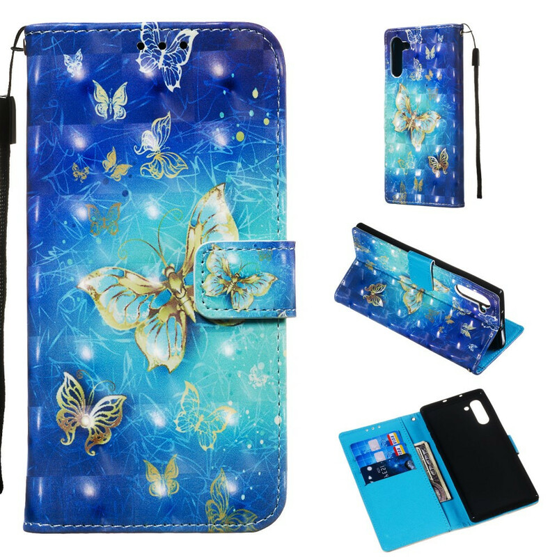 Housse Samsung Galaxy Note 10 Papillons Dorés Housse Samsung Galaxy Note 10 Papillons Dorés