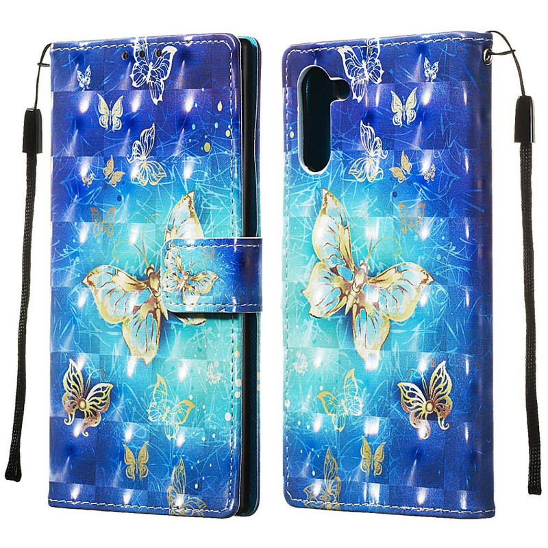 Housse Samsung Galaxy Note 10 Papillons Dorés Housse Samsung Galaxy Note 10 Papillons Dorés