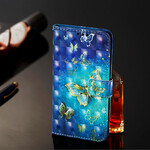 Housse Samsung Galaxy Note 10 Papillons Dorés