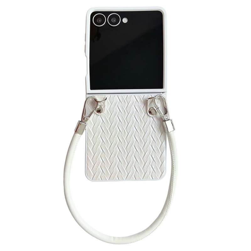 Coque Samsung Galaxy Z Flip 8 Effet Tissé avec Sangle