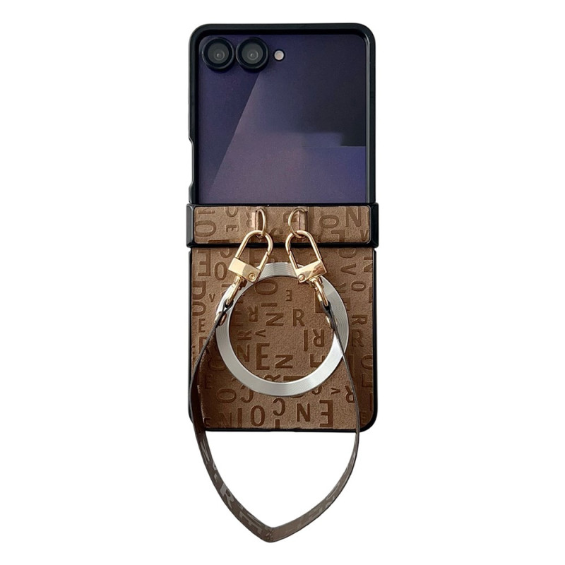 Coque Samsung Galaxy Z Flip 8 Magnétique Lettres avec Sangle