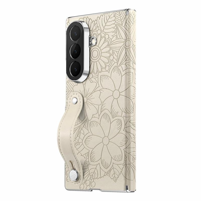 Coque Samsung Galaxy Z Fold 8 Ultra Motifs Floraux et Sangle