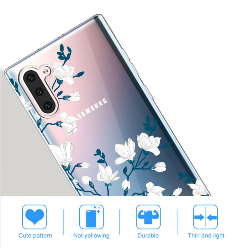 Coque Samsung Galaxy Note 10 Fleurs Blanches