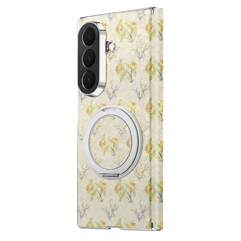Coque Samsung Galaxy Z Fold 8 Ultra Fleurie avec Support Rotatif Magnétique
