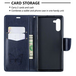 Housse Samsung Galaxy Note 10 Papillons et Rabat Oblique
