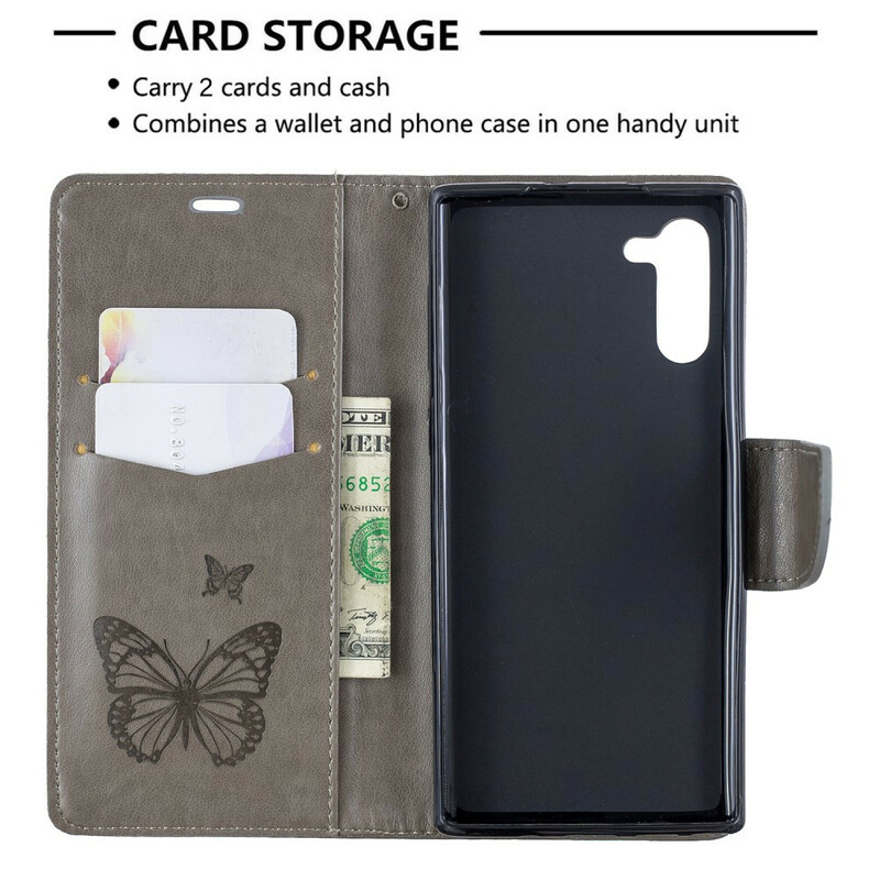 Housse Samsung Galaxy Note 10 Papillons et Rabat Oblique Housse Samsung Galaxy Note 10 Papillons et Rabat Oblique