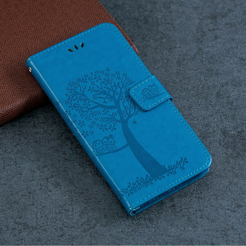 Housse Huawei P Smart Plus 2019 Arbre et Hiboux à Lanière