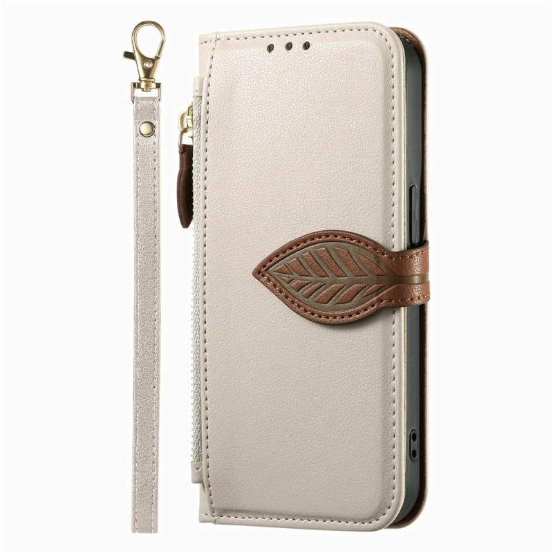 Housse Samsung Galaxy S26 FE Fermoir Design Feuille et Lanière