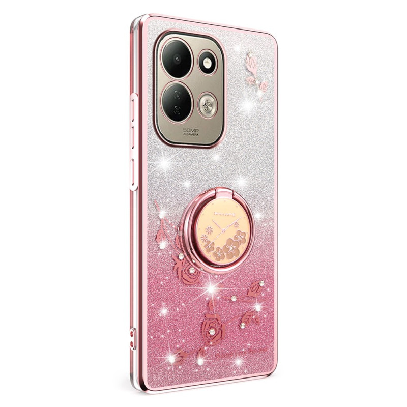 Coque Xiaomi Redmi 17 5G / 4G FLeurs et Strass Anneau-Support