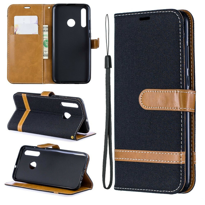 Housse Huawei P Smart Plus 2019 Tissu et Effet Cuir à Lanière Housse Huawei P Smart Plus 2019 Tissu et Effet Cuir à Lanière