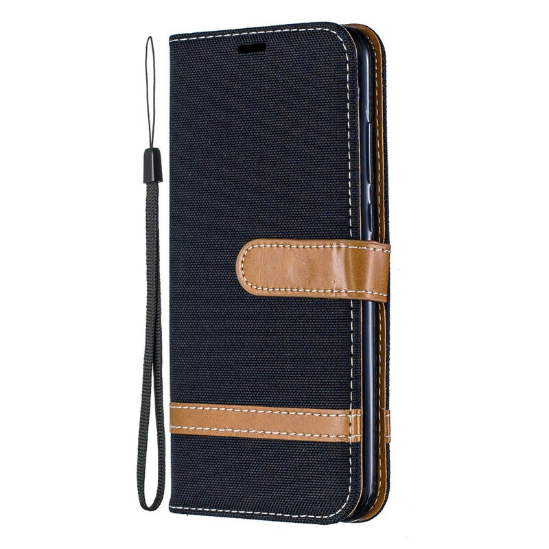 Housse Huawei P Smart Plus 2019 Tissu et Effet Cuir à Lanière Housse Huawei P Smart Plus 2019 Tissu et Effet Cuir à Lanière