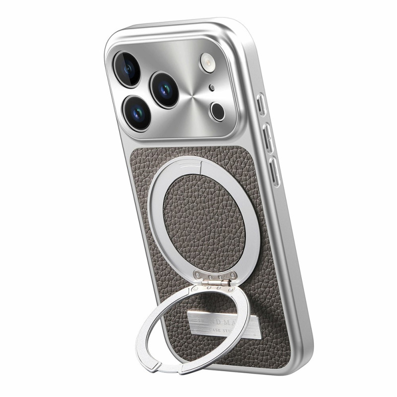 Coque iPhone 18 Pro / 17 Pro Magnétique Litchi avec Support 360°