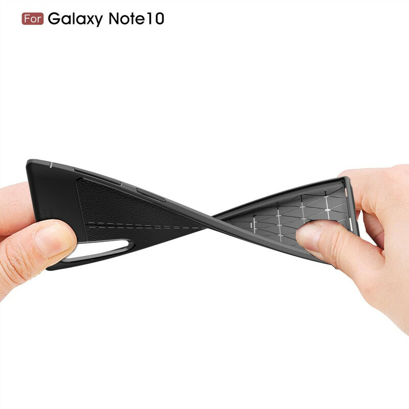 Coque Samsung Galaxy Note 10 Effet Cuir Litchi Double Line