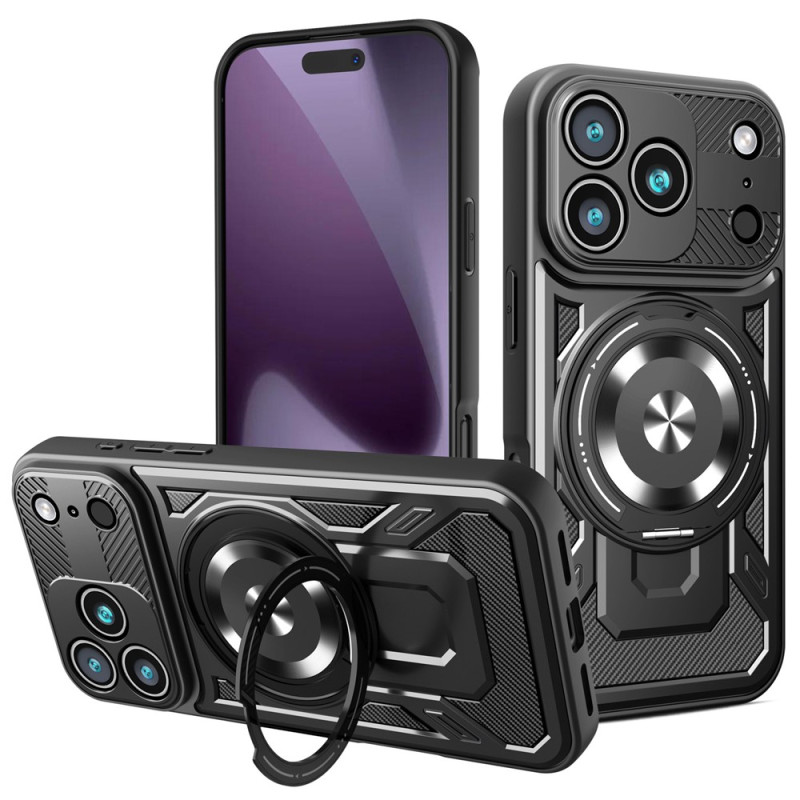 Coque iPhone 18 Pro Max / 17 Pro Max Magnétique Carbone avec Support 360°