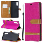 Housse Samsung Galaxy Note 10 Tissu et Effet Cuir à Lanière Housse Samsung Galaxy Note 10 Tissu et Effet Cuir à Lanière