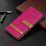 Housse Samsung Galaxy Note 10 Tissu et Effet Cuir à Lanière Housse Samsung Galaxy Note 10 Tissu et Effet Cuir à Lanière