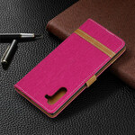 Housse Samsung Galaxy Note 10 Tissu et Effet Cuir à Lanière Housse Samsung Galaxy Note 10 Tissu et Effet Cuir à Lanière