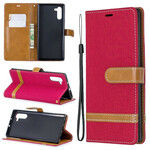 Housse Samsung Galaxy Note 10 Tissu et Effet Cuir à Lanière Housse Samsung Galaxy Note 10 Tissu et Effet Cuir à Lanière