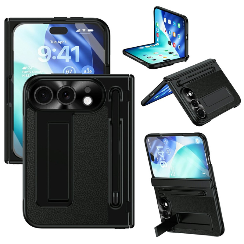 Coque iPhone Duo Effet Cuir Support et Stylet