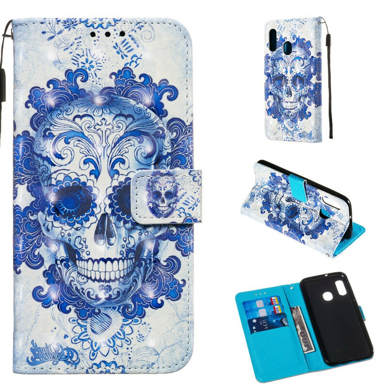 Housse Samsung Galaxy A20e Tête de Mort Bleue Housse Samsung Galaxy A20e Tête de Mort Bleue